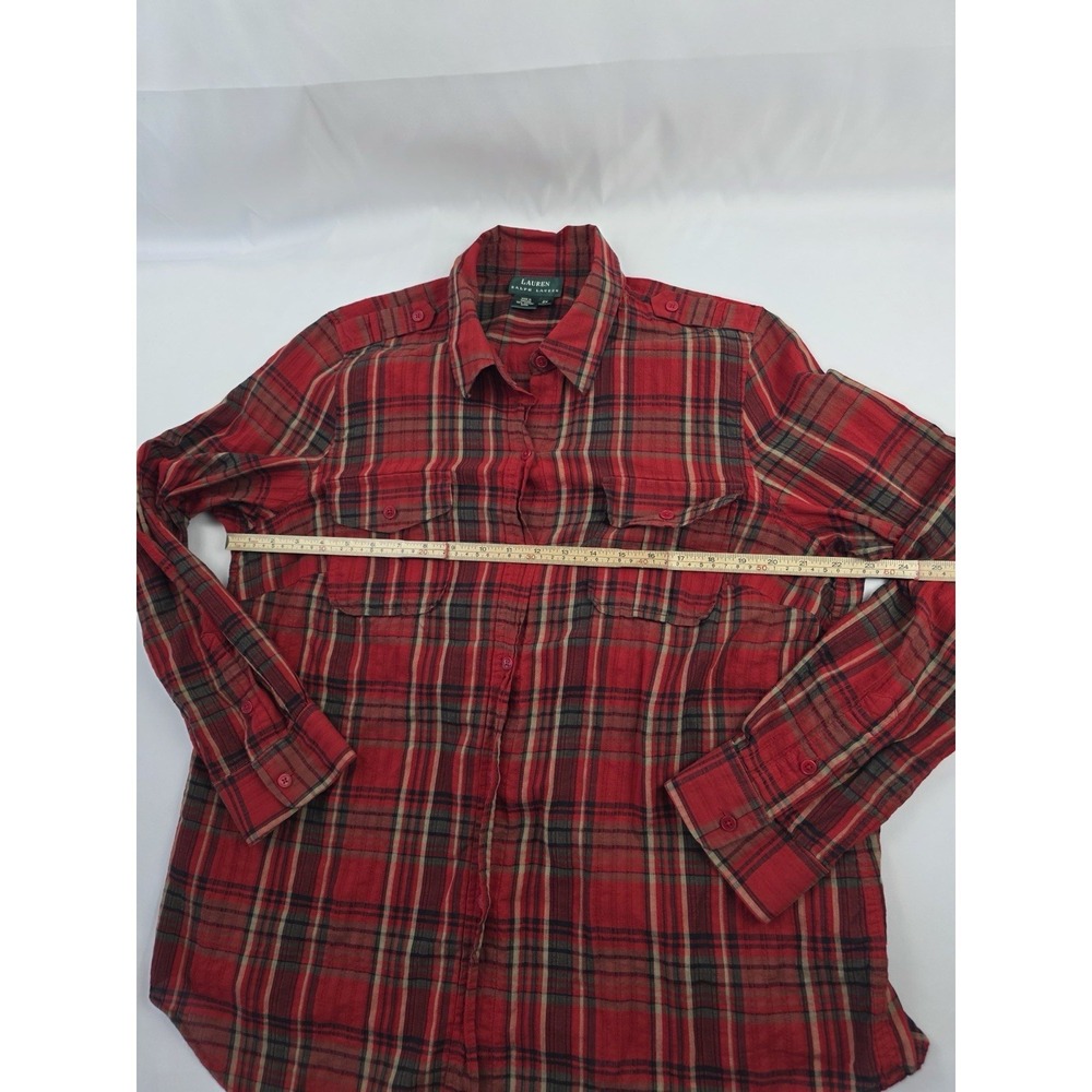 Lauren Ralph Lauren Plaid Shirt Red Cotton Button Up 2X‎ Preppy Classic - Picture 9 of 16
